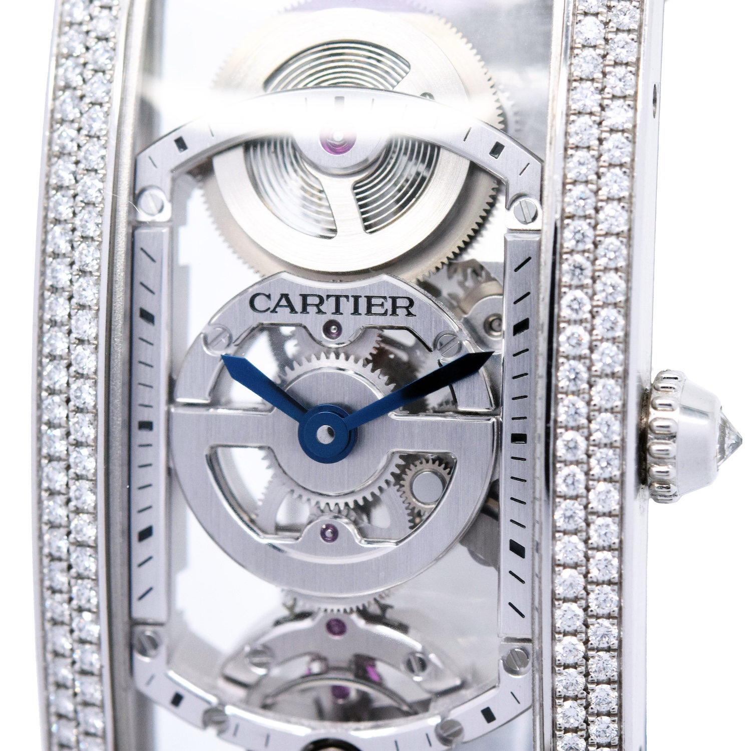 Cartier Tank Cintree HPI01123 Platinum Diamond Skeleton Watch