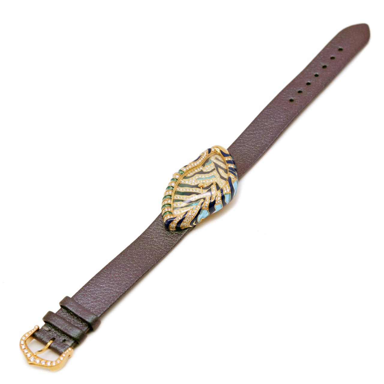 Cartier Crash Tigrée 4441 HP101529 18K Yellow Gold Diamond Enamel