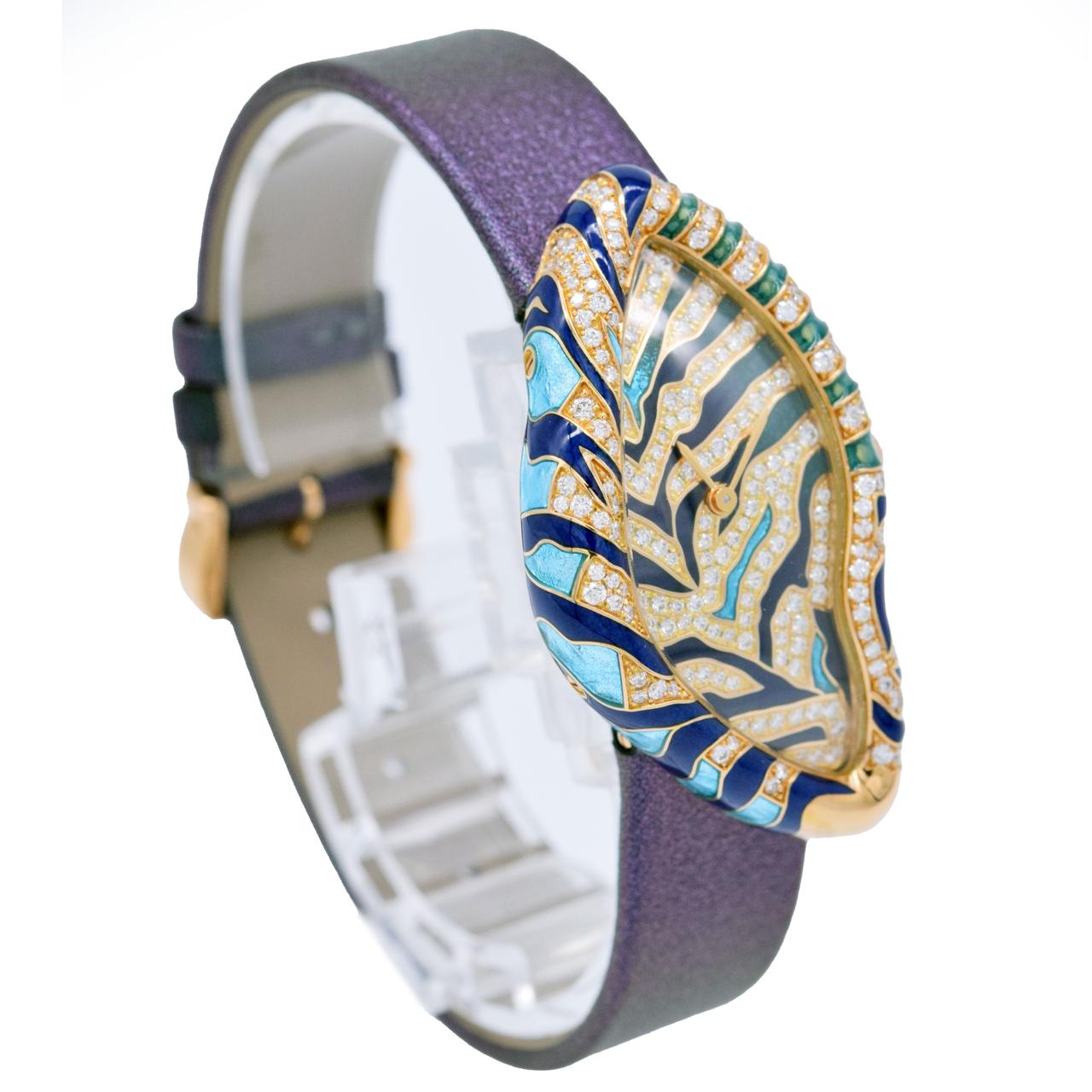 Cartier Crash Tigrée 4441 HP101529 18K Yellow Gold Diamond Enamel