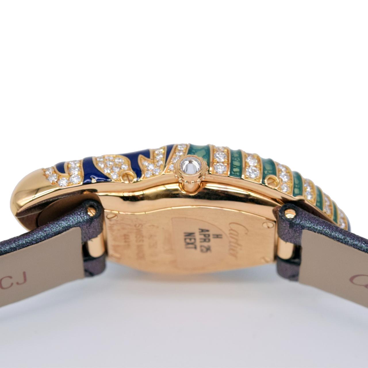 Cartier Crash Tigrée 4441 HP101529 18K Yellow Gold Diamond Enamel