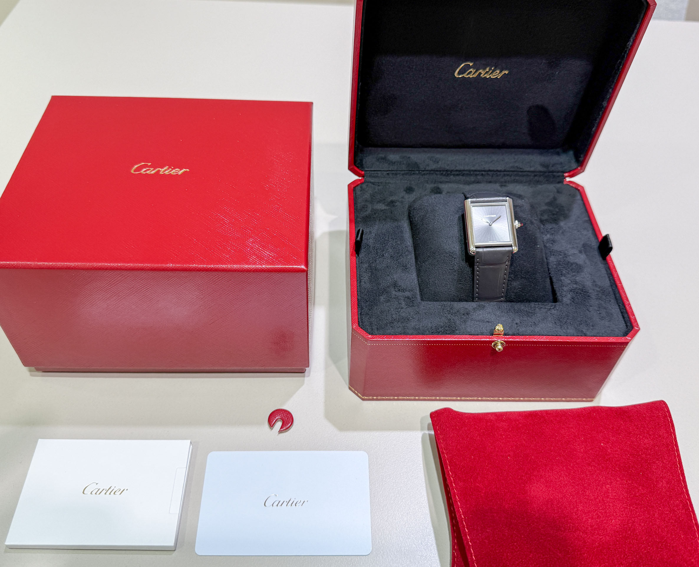 Cartier Tank Louis WGTA0303 Pt950 Platinum Gray Dial Manual